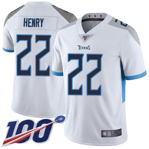 Tennessee Titans Limited White Men Derrick Henry Road Jersey NFL Football #22 100th Season Vapor Untouchable->youth nfl jersey->Youth Jersey
